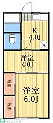 しらさぎ荘 2Kの間取図画像