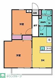 アステリア 2DKの間取図画像
