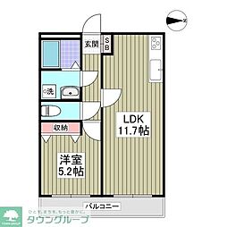 第六竹石マンション 1Kの間取図画像