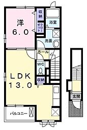 サンガーデン2 1LDKの間取図画像