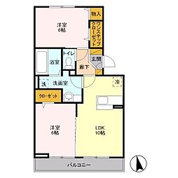 ヘリオス吉川美南ゼウス 2LDKの間取図画像