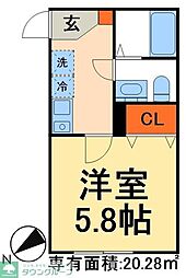エスコート松戸新田 1Kの間取図画像