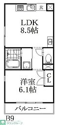 The Orchard Yahata A棟 1LDKの間取図画像