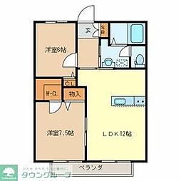 ウエストグリーンヒルズ 2LDKの間取図画像