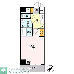 キャメロット新越谷 1Kの間取図画像