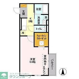 ソルフェージュ 1Kの間取図画像