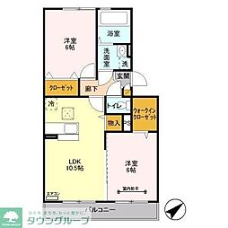 ヒルズガーデン 2LDKの間取図画像
