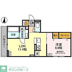 Dアヴァンス千間台東B 1LDKの間取図画像