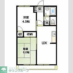 浅井コーポB 2LDKの間取図画像