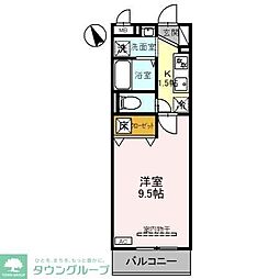 シャルム 1Kの間取図画像