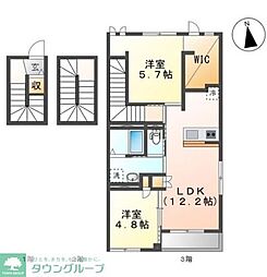 リオグランデ早稲田2 2LDKの間取図画像