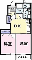 ボヌール1 2DKの間取図画像