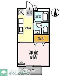 エスポワール宇原 1Kの間取図画像