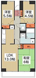 プロスペール谷塚一番館 3LDKの間取図画像