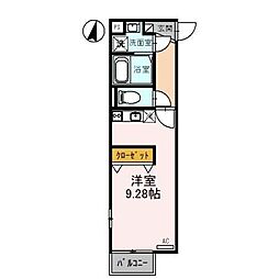 アムールプリエ ワンルームの間取図画像