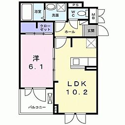 レジデンスKIZU 1LDKの間取図画像