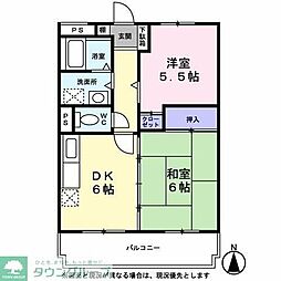 ルミエール清水 2DKの間取図画像