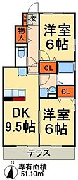 ラフィーネBABA 2DKの間取図画像