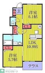 ヴィラ・ハイライズ 2LDKの間取図画像