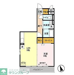 ヴァンヴィーヴル早稲田 1LDKの間取図画像