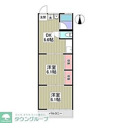 パークサイド・ヴィラ 2DKの間取図画像