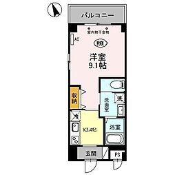 第一フラワーマンション弐番館 1Kの間取図画像