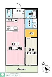 キャメル越谷3 1LDKの間取図画像