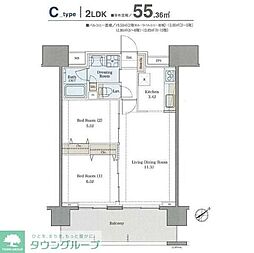 ラグゼナ流山おおたかの森 2LDKの間取図画像