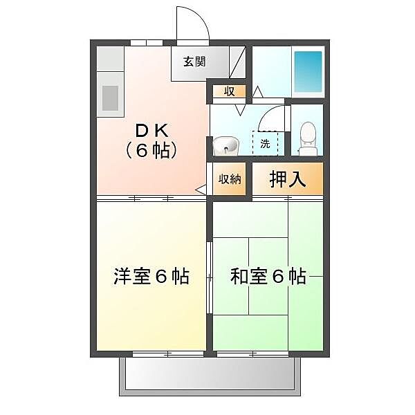 サンシティ南蔵王 ｜広島県福山市南蔵王町6丁目(賃貸アパート2DK・2階・40.92㎡)の写真 その2