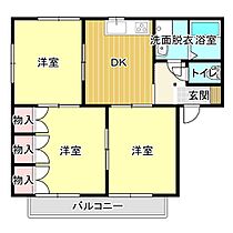 ロアールA 202 ｜ 広島県福山市駅家町大字万能倉752-2（賃貸アパート3DK・2階・56.46㎡） その2