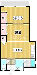 シャトール・ナガツカ 2LDKの間取図画像