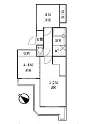 ロウタス三井 2LDKの間取図画像