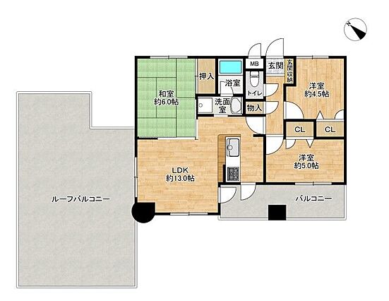 広々としたルー...