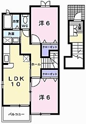 シュラインイースト 2LDKの間取図画像