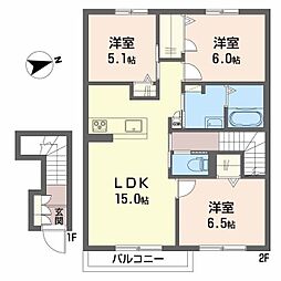 シャーメゾン　チーロ 2階3LDKの間取り