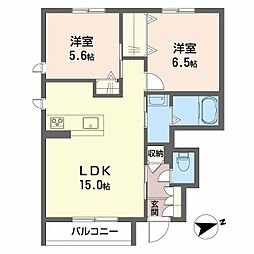 シャーメゾン　チーロ 1階2LDKの間取り