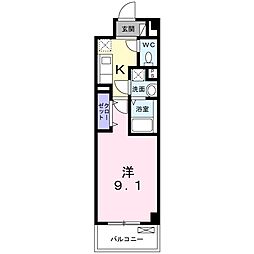 クレール 1Kの間取図画像