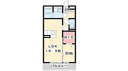 セジュール東阿保B棟 1LDKの間取図画像