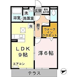 ラフレシールA棟 1LDKの間取図画像