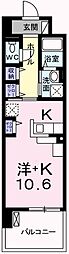 クレール姫路2 1Kの間取図画像