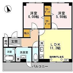 サニーコート 2LDKの間取図画像