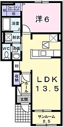 ミルキーウェイA 1LDKの間取図画像