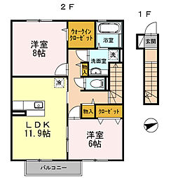 セジュール小川 2LDKの間取図画像