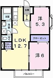 メゾンサンシャイン 2LDKの間取図画像