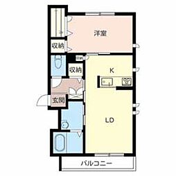 プレミアス三左衛門 1LDKの間取図画像