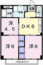 パルネット辻井 3DKの間取図画像