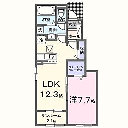 ルピナスハイム 1LDKの間取図画像