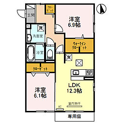 プランドール 2LDKの間取図画像