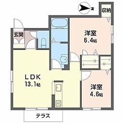 リラフォート栗田 2LDKの間取図画像