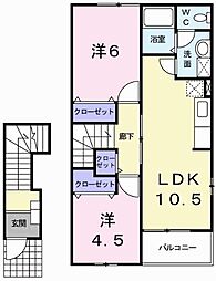 グリーンヒルズE棟 2LDKの間取図画像